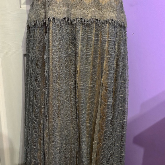 Tadashi Shoji Silver Nude Gown - Picture 3 of 10